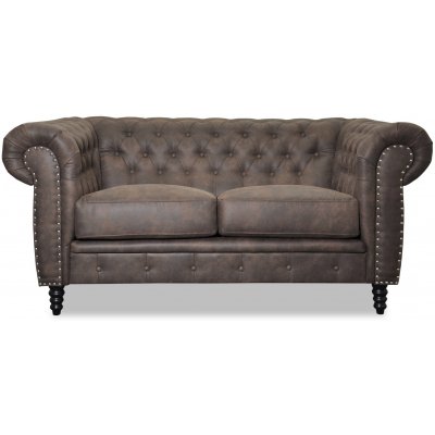 Ashford Chesterfield 2-Sitzer Sofa - Braunes ko-Leder + Mbelpflegeset fr Textilien
