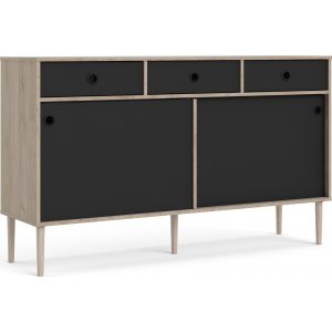 Rome Sideboard mit 2 Schiebetren und 3 Schubladen - Hickory/Schwarz