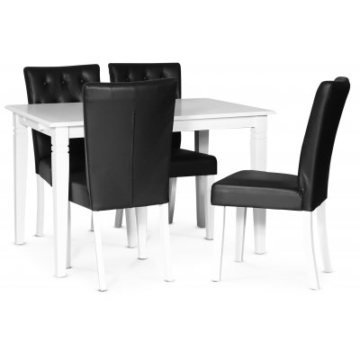Sandhamn Essgruppe 120 cm Tisch mit 4 Crocket-Sthlen in schwarzem PU
