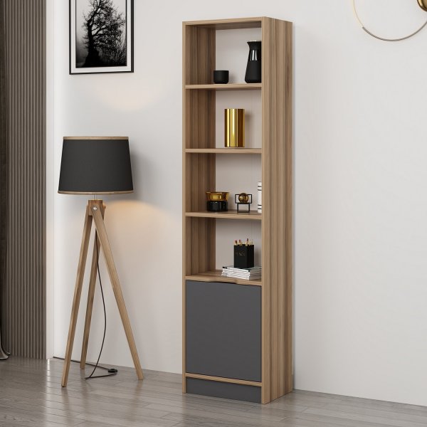 Elina B�cherregal 1 - Walnuss/Anthrazit