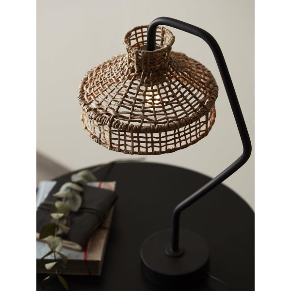 Loft-Tischlampe - Rattan/Schwarz - 22 cm Loft-Tischlampe - Rattan/Schwarz - 22 cm