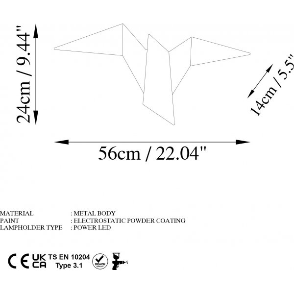 Pacali Wandleuchte 56 x 24 cm - Grau Pacali Wandleuchte 56 x 24 cm - Grau