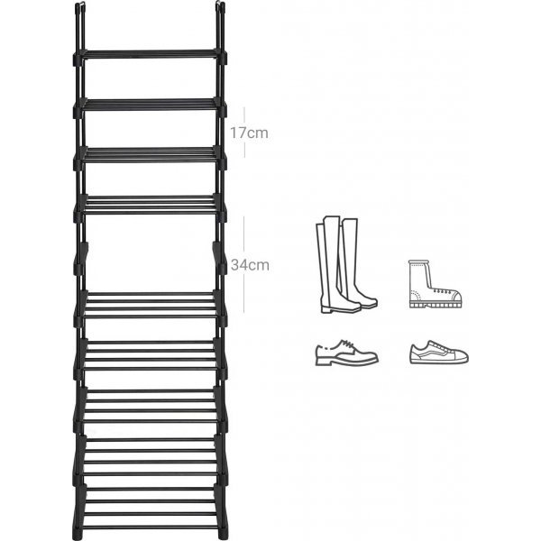 Hohes Schuhregal 174 cm - Schwarz