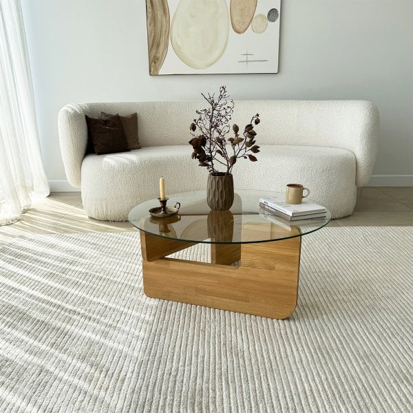 Mia Couchtisch Ø75 cm - Eiche/Klarglas Mia Couchtisch Ø75 cm - Eiche/Klarglas