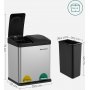 Maiken Abfalleimer 30 l - Silber/schwarz