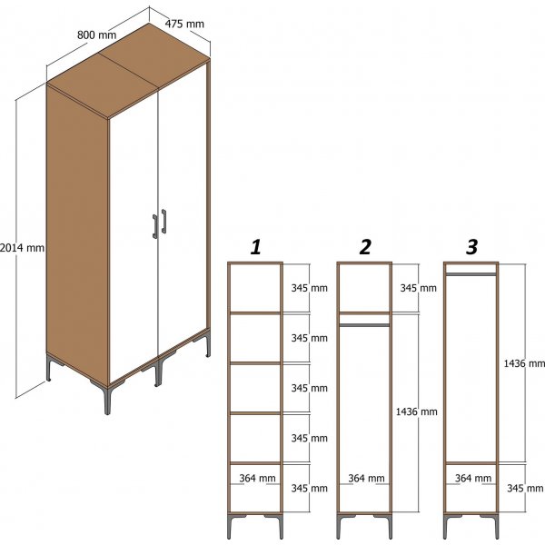 Kumsal Kleiderschrank 3 Walnuss