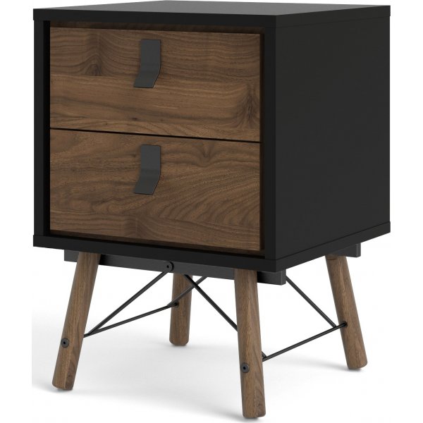 Ry Nachttisch - Schwarz/Walnuss