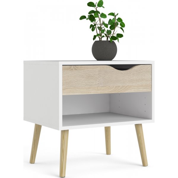 Oslo Nachttisch - Weiß/Eiche Oslo Nachttisch - Weiß/Eiche