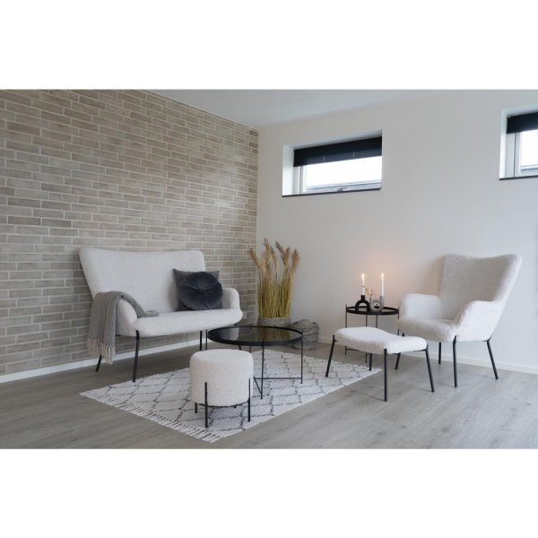 Glasgow Fuhocker - Lammleder (Kunstleder)/schwarz