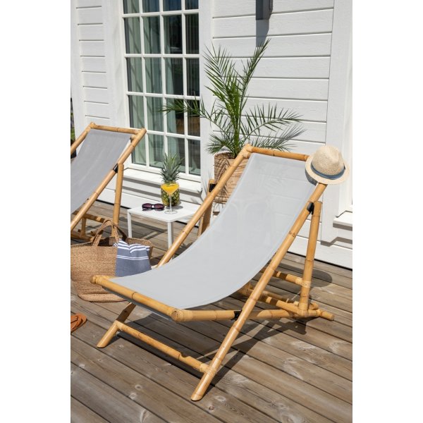 Sonnenliege aus Rohrgeflecht - Grau/Natur Sonnenliege aus Rohrgeflecht - Grau/Natur