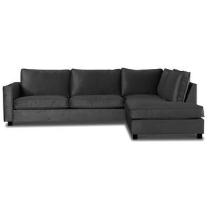 Brandy Loungesofa XL offener Abschluss rechts - silbergrau (Samt)