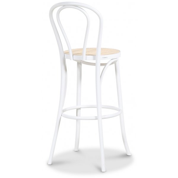 Biegeholz Barhocker No 18 - wei / Rattan