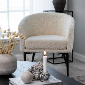 Teddy-Sessel - Offwhite Boucle + Möbelpflegeset für Textilien
