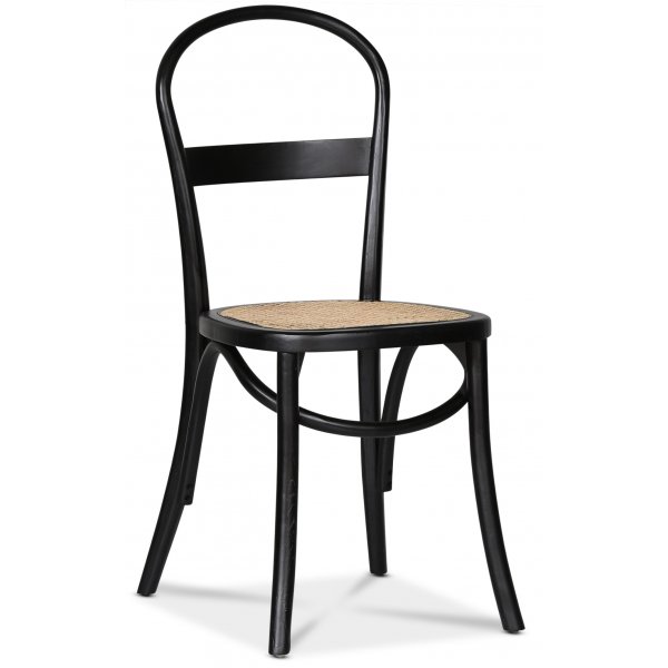 Solano Essgruppe: Tisch 90 cm inklusive 4 Ax Sthle - Schwarze Esche / Rattan + 4.00 x Stuhlkissen