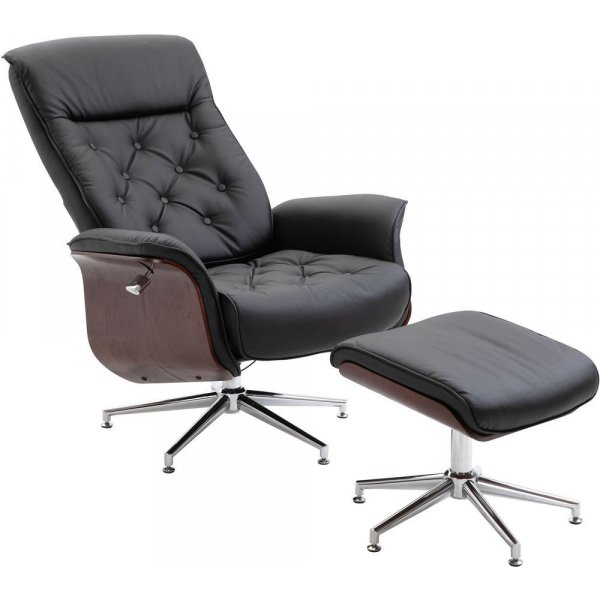 Milos Sessel mit Fußhocker (Recliner) - Schwarzes PU Milos Sessel mit Fußhocker (Recliner) - Schwarzes PU