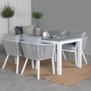 Albany Outdoor-Essset mit 4 Virya-Sthlen - Grau/Wei