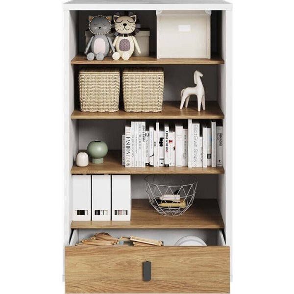 Simi Bcherregal 85 cm - Wei/Hickory