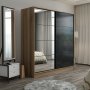 Kapusta Kleiderschrank mit Spiegeltür, 180 cm - Braun/Schwarz