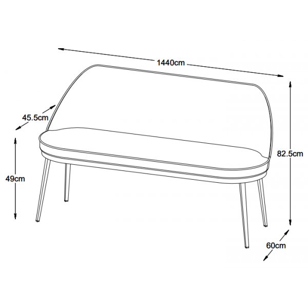 Seal 2-Sitzer-Sofa aus schwarzem PU