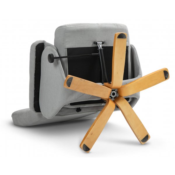 Verstellbarer Sessel Duva inklusive Fuhocker mit Stauraum - Grauer Stoff mit Holzbeinen