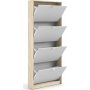 Schuhschrank mit 4 Fächern - Eiche/Weiß