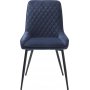 Carina-Stuhl aus blauem Samt mit Rautenmuster