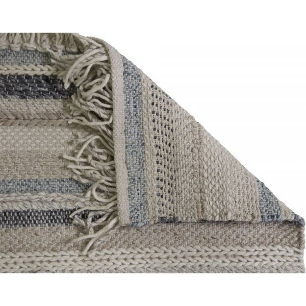 Wollteppich Anna - Beige / Blaue Wolle