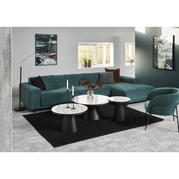Soli Couchtisch Ø85 cm - Weißer Marmor/Schwarz Soli Couchtisch Ø85 cm - Weißer Marmor/Schwarz