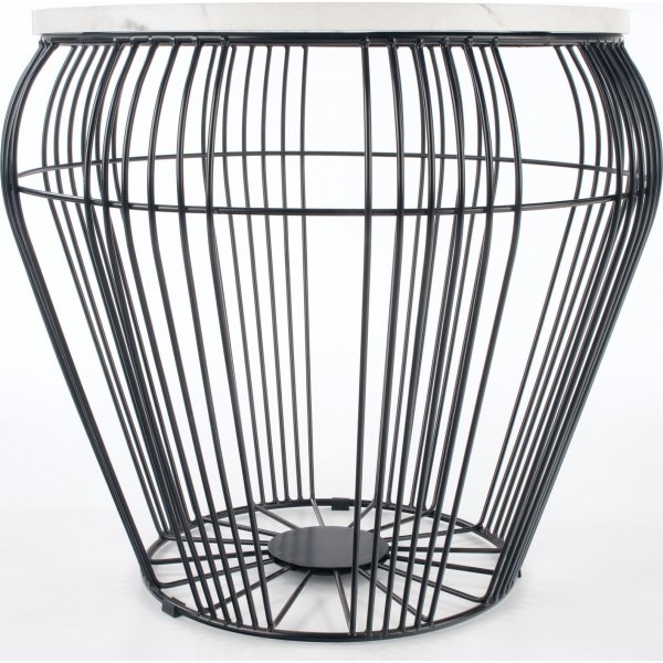 Grande Couchtisch Ø56 cm - Weißer Marmor/Schwarz Grande Couchtisch Ø56 cm - Weißer Marmor/Schwarz