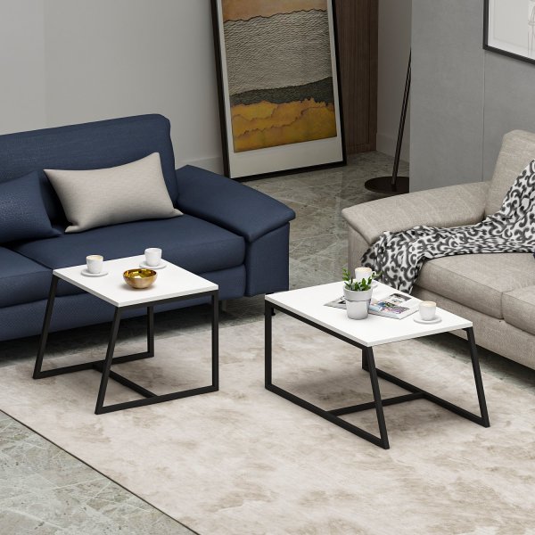 Couchtisch Pat 75/55 x 50/57 cm - Wei