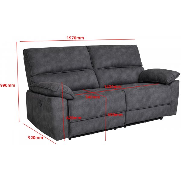 Sofa 3-Sitzer elektrisch verstellbarer Liegesessel - Grau