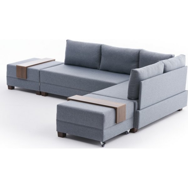 Fly Ecksofa rechts - Blau