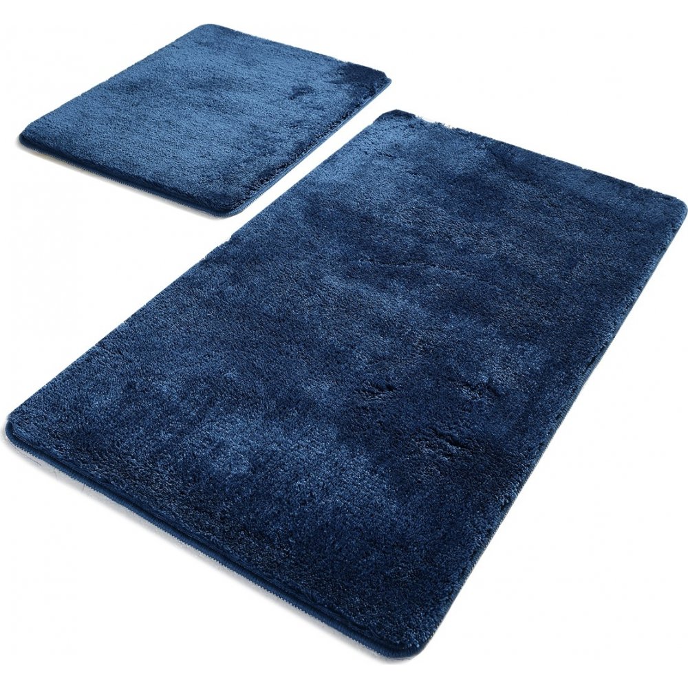 Havai Badezimmerteppich-Set (2 Stk.) - Dunkelblau - 50 x 60 cm (1 Stk.) / 60 x 100 cm (1 Stk.) - Badteppiche, Teppiche