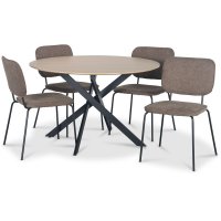 Hogrän Essgruppe Ø120 cm Tisch aus hellem Holz + 4 Lokrume braune Stühle Hogrän Essgruppe Ø120 cm Tisch aus hellem Holz + 4 Lokrume braune Stühle