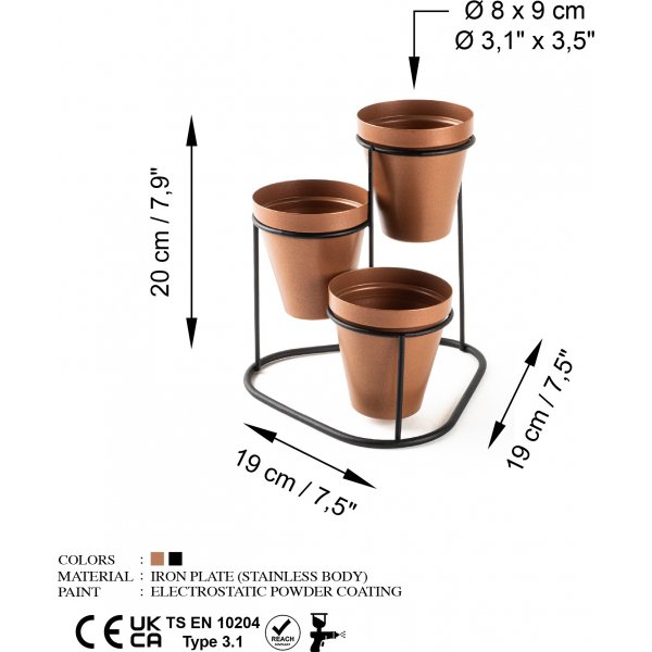 Plato 14 Tpfe - Kupfer/Schwarz