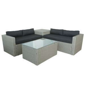 Orlando Lounge-Set aus knstlichem Rattan - Grau + Fleckentferner fr Mbel