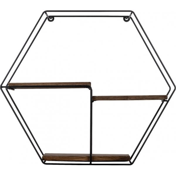 Narcissus Wandregal - Schwarz/Walnuss