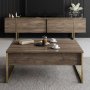 Lux Couchtisch 90 x 60 cm - Walnuss/Gold