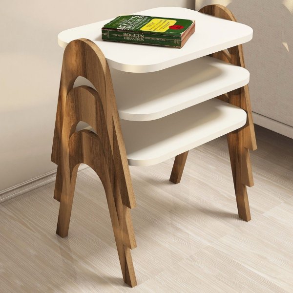 Couchtisch Paris 48,6 x 35,5 cm - Nussbaum/Creme