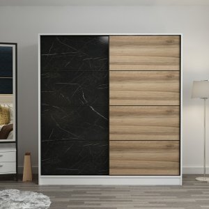 Kapusta Kleiderschrank 180 cm - Wei/Schwarz/Braun