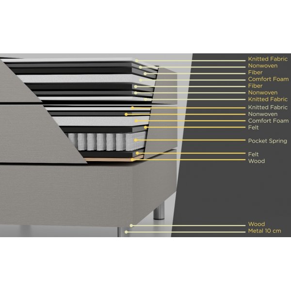Bett mit Stauraum grau 120x200 cm