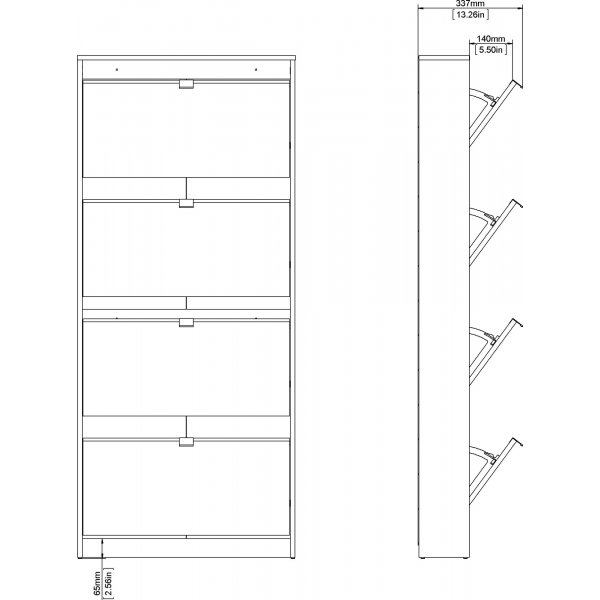 Schuhschrank mit 4 Fchern - Schwarz