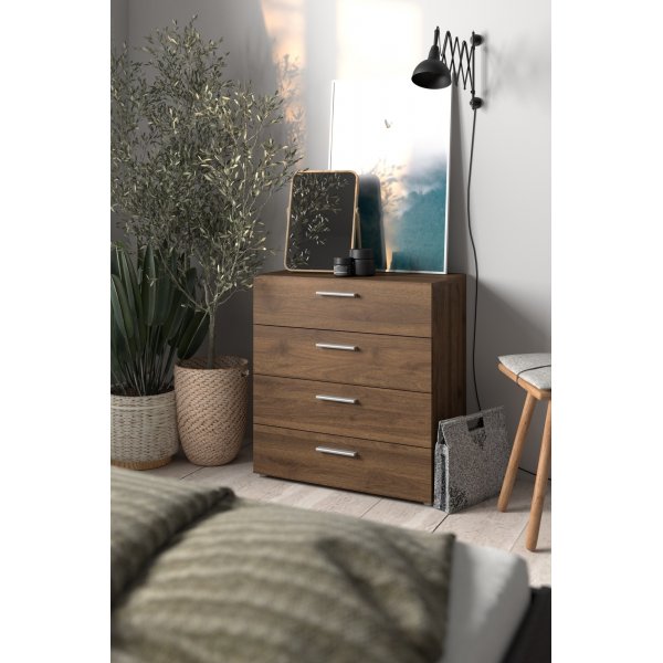 Pepe breite Kommode mit 4 Schubladen - Walnuss Pepe breite Kommode mit 4 Schubladen - Walnuss