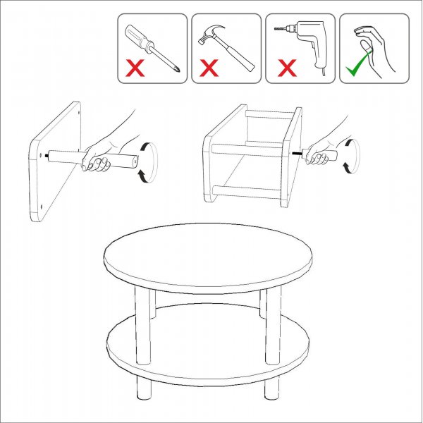 Roby Couchtisch 70 cm - Schwarz/Kiefer