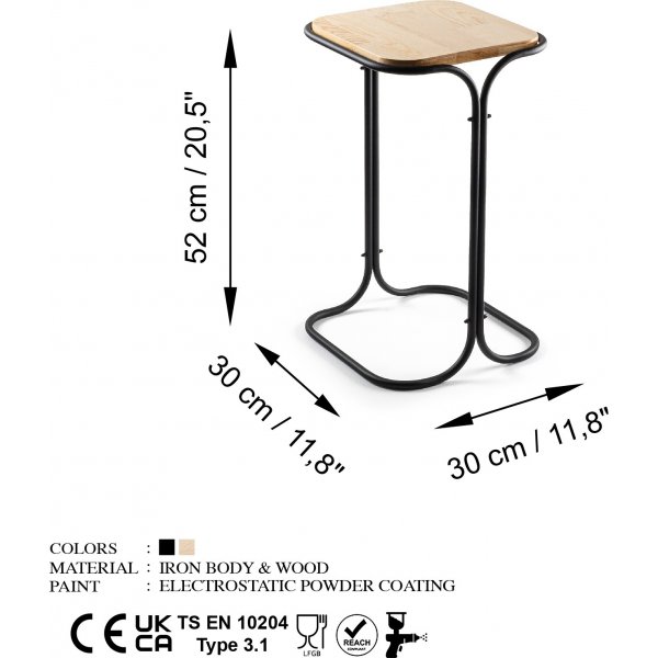 Vela 1 Beistelltisch - Schwarz/Beige Vela 1 Beistelltisch - Schwarz/Beige