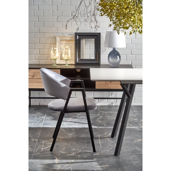 Valarauk Esstisch 140-180 x 80 cm - Hellgrau/Schwarz Valarauk Esstisch 140-180 x 80 cm - Hellgrau/Schwarz