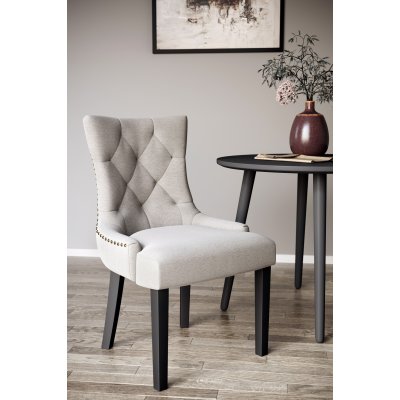 Tuva-Stuhl aus beigem Stoff mit braunen Beinen + Mbelfe