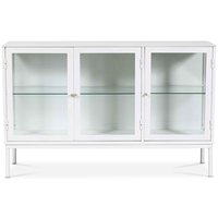 Sideboard Cliff aus Blech mit 3 Türen - weiß / Klarglas Sideboard Cliff aus Blech mit 3 Türen - weiß / Klarglas