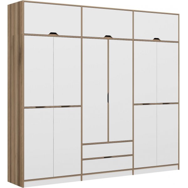 Elina Kleiderschrank 277 x 52 x 253 cm - Wei/Braun