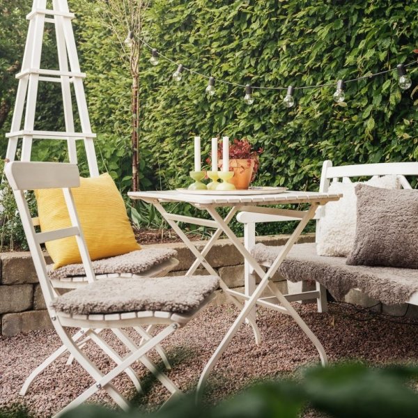 Lockiges Sitzkissen mit Polsterung Naturgrau - 40 x 40 cm Lockiges Sitzkissen mit Polsterung Naturgrau - 40 x 40 cm